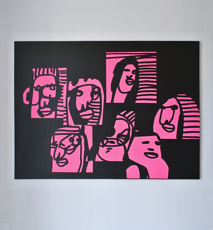 2020 | Zerschnittene Gesellschaft II | Acryl auf Leinwand, 110 x 150 cm